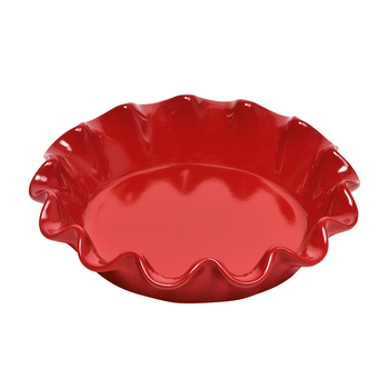 Emile Henry 26cm Ceramic Ruffled Pie Dish Burgundy