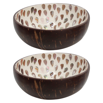2PK LVD Shell Drop Natural 13cm Decorative Coco MOP Bowl Home Decor Round