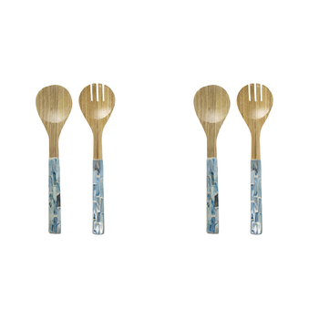 2x 2pc LVD Bamboo Servers Utensils 33x8cm - Soft Blue