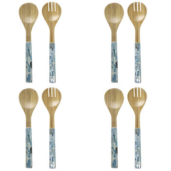 4PK 2pc LVD Bamboo Servers Utensils 33x8cm - Soft Blue