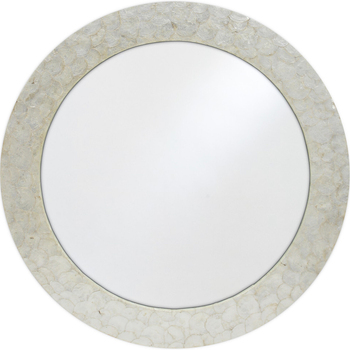 LVD Mirror Capiz/MDF 90cm Home Decor Display Round - Ivory