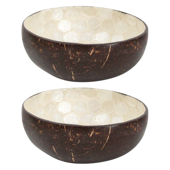 2PK LVD Ivory Pebble 13cm Decorative Coco Capiz Bowl Decor Round