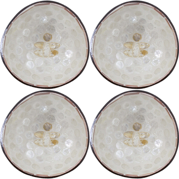 4PK LVD Coconut Bowl Bee Ivory Decorative Home Decor Ornament Statue 13x6cm