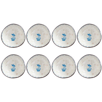 8PK LVD Natural Coconut Round Dish Bowl 13x6cm - Rabbit Blue