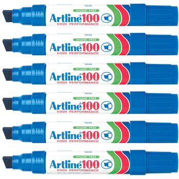 6pc Artline 100 High Performance Permanent Marker Blue