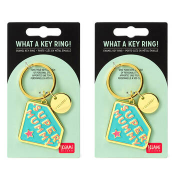 2PK Legami What A Key Ring Enamel Keyring Charm Bag Accessories Super Mummy