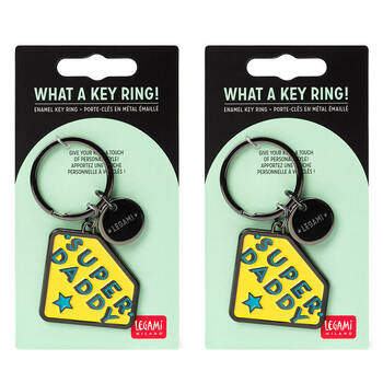 2PK Legami What A Key Ring Enamel Keyring Charm Bag Accessories Super Daddy