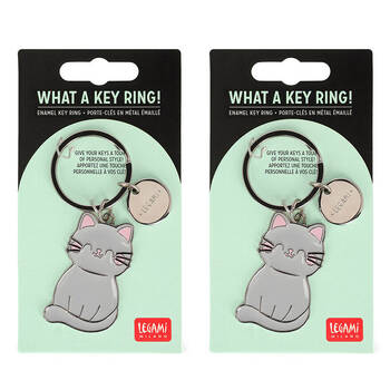 2PK Legami What A Key Ring Enamel Keyring Charm Bag Accessories Kitty