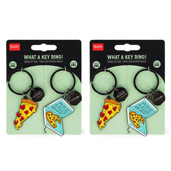 2x 2pc Legami What A Key Ring Enamel Keyring Charm Bag Accessories Pizza