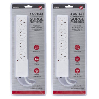 2PK Power 4 Outlet Powerboard with Surge protection