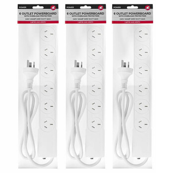 3PK Power 6 Outlet Powerboard