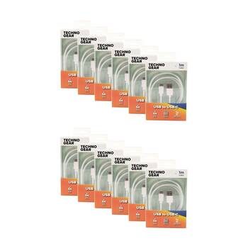 12PK TGear USB-A to USB-C Charging and Data Cable High Speed 3A Quick Charge 1m