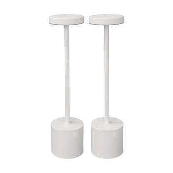 2PK Brazco Cordless Rechargable Wireless Table Modern Lighting Flat Lamp White