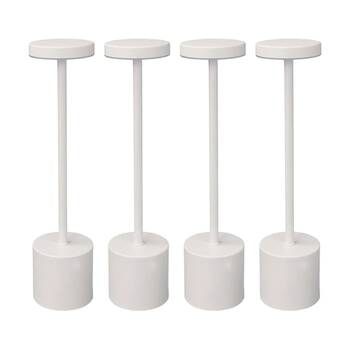 4PK Brazco Cordless Rechargable Wireless Table Modern Lighting Flat Lamp White