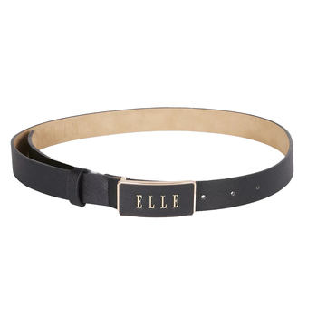 Elle Women's Paris Saffiano Plate Buckle Belt Black Small
