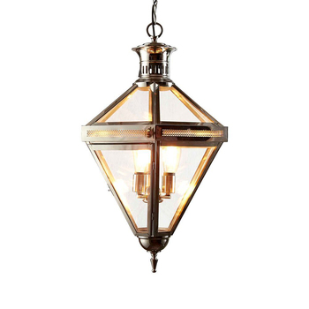 Belle Rockefella Brass/Glass Ceiling Pendant Light 71cm - Nickel