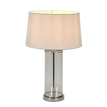 Belle Iris Glass Table Lamp w/Metal Base 54cm - Polished Nickel