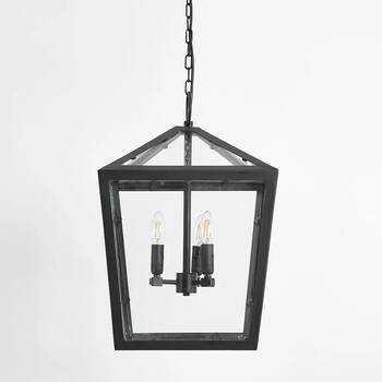 Belle Melrose Iron/Glass Ceiling Pendant Light 46cm - Black