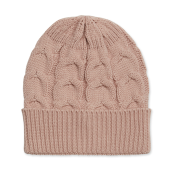Elle Women's Cable Knitted Acrylic Beanie Hat Pink