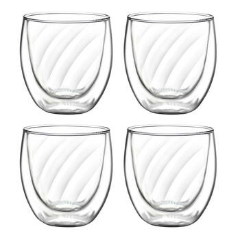 4pc Coffee Culture Eliza 250ml Swirl Double Wall Glass Set - Clear