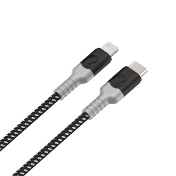 Bonelk Long-Life USB-C to Lightning Cable (1.2 m) (Black/Grey)