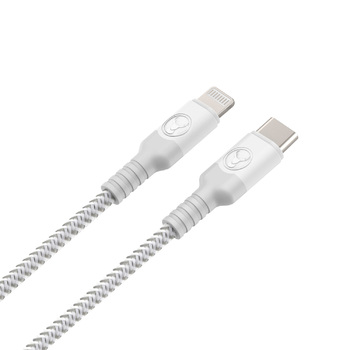 Bonelk Long-Life USB-C to Lightning Cable (1.2 m) (White/Grey)
