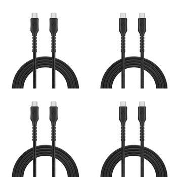 4PK Bonelk Long-Life Easy Grip 2m Male USB-C Cable 100W - Black