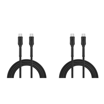 2PK Bonelk Long-Life Easy Grip 3m Male USB-C Cable 100W - Black