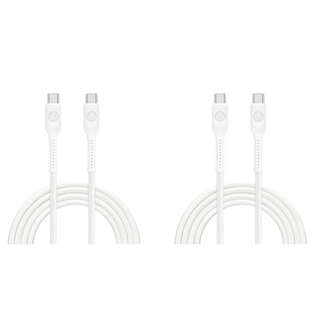 2PK Bonelk Long-Life 1.2m/60W Easy Grip USB-C to Type C Cable - White