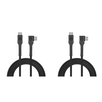 2PK Bonelk Long-Life Easy Grip 2m Male USB-C Cable Right Angle 100W - Black