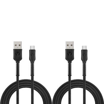 2PK Bonelk Long-Life Easy Grip USB-A to USB-C Cable Cord 60W 2M Black