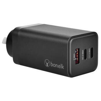 Bonelk Eco Series 65W PD Wall Charger 3-Port USB-C/USB-A - Black