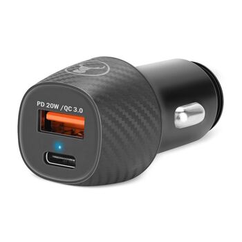 Bonelk Car Charger, Carbon Series, 20W PD USB-C 18W QC 3.0 USB-A 20W Black