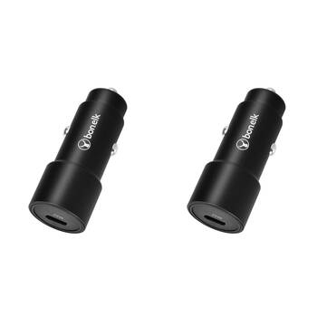 2PK Bonelk Eco Series 25W PD USB-C Car Charger For iPhone/Samsung - Black