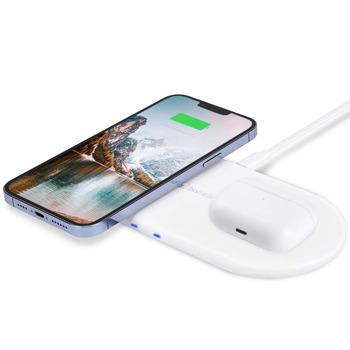 Bonelk USB-C Dual Wireless Fast Charge Qi Pad For Smartphones - White