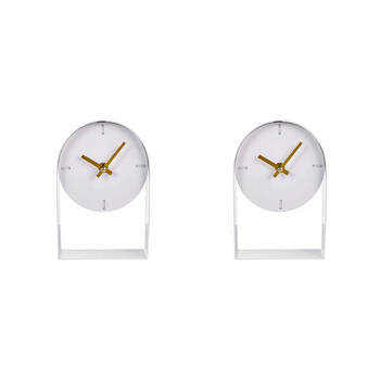 2PK Emporium Eaglin Quartz Table Clock Home Decor 20cm White