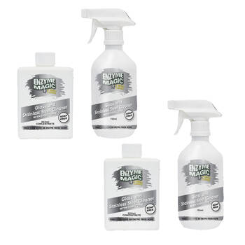 2PK Enzyme Magic Glass and Stainless Steel Cleaner 250ml Concentrate Makes 7.5L