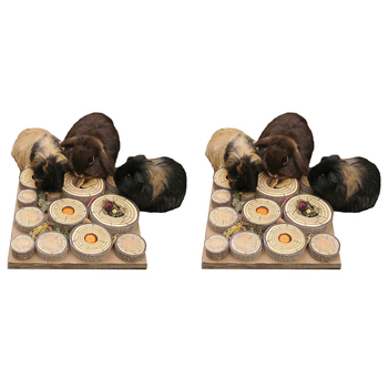 2PK Rosewood Maze-A-Log 30cm Rabbit/Guinea Pig Treat Challenge Pet Feeder Natural