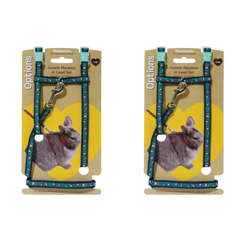 2PK Rosewood Paw Print Neck 14-20cm Harness & Lead Set Pet Leash Assort