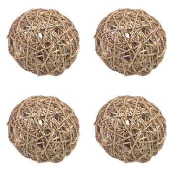 4PK Rosewood 15cm Seagrass Chew/Gnaw Activity Rabbit/Ferret Pet Fun Ball L Natural