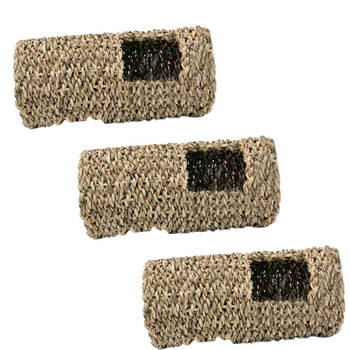 3PK Rosewood Sea Grass Play & Sleep Tunnel Hamster/Gerbil Pet Toy S Natural Asst