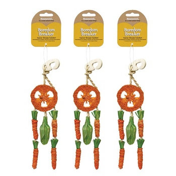 3PK Rosewood Loofa Corn Leaf 34cm Carrot Dream Catcher Hamster/Rabbit Pet Toy Orange