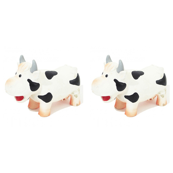 2PK Rosewood Grunter Latex Cow Pet Dog Interactive Chew Fetch Training Toy White