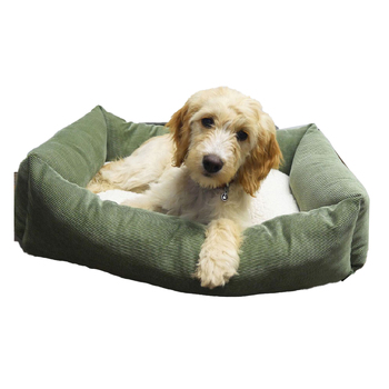 Rosewood 61x46cm Cord/Fleece Dog Bed Square Padded Sleeper Cushion Forest Green