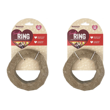 2PK Rosewood Scented Wood Nylon Tough T-Ring Pet Dog Interactive Chew Toy Brown