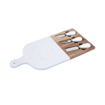 NF Living Cheese Board Pack Set Marble Utensil Included 41x19.5cm