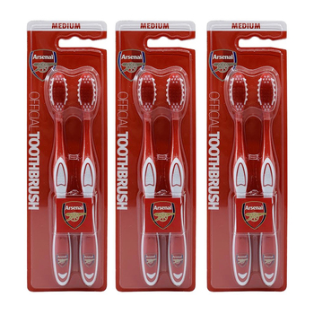 6pc EPL Arsenal F.C. Adults Medium Bristle Toothbrush Oral Care