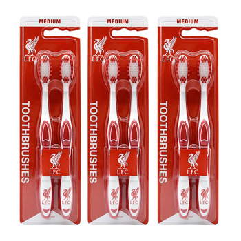 6pc EPL Liverpool F.C. Adults Medium Toothbrushes