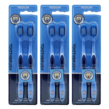 6pc EPL Manchester City F.C. Adults Medium Toothbrush
