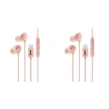 2PK Laser Wired USB-C Earphones w/ In-Line Controls 1.2m For iPhone 15 Rose